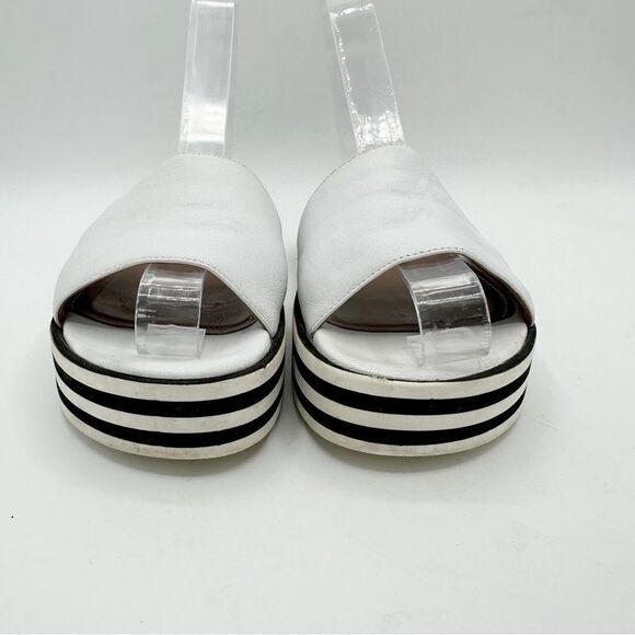 TABITHA SIMMONS Sophia White Platform Slide Sandal Black White Stripe Bottom 6.5 - Picture 2 of 11